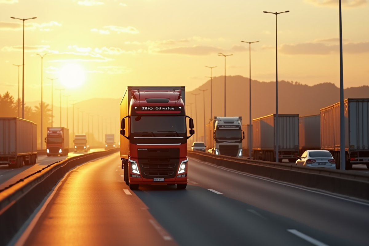 Camion de livraison de 13 tonnes en mouvement sur l