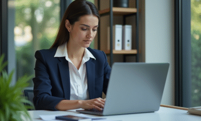 Femme professionnelle utilisant l'extranet CIVC au bureau