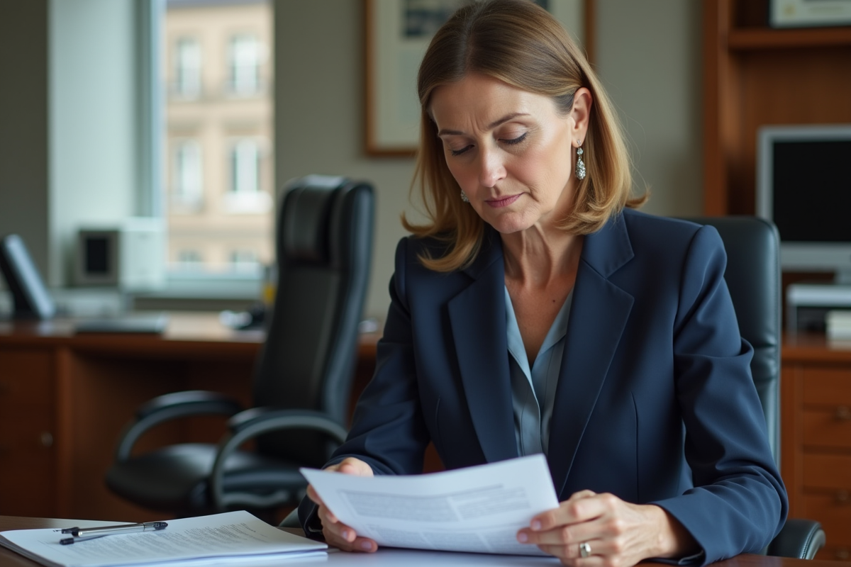 Manager femme en costume dans son bureau