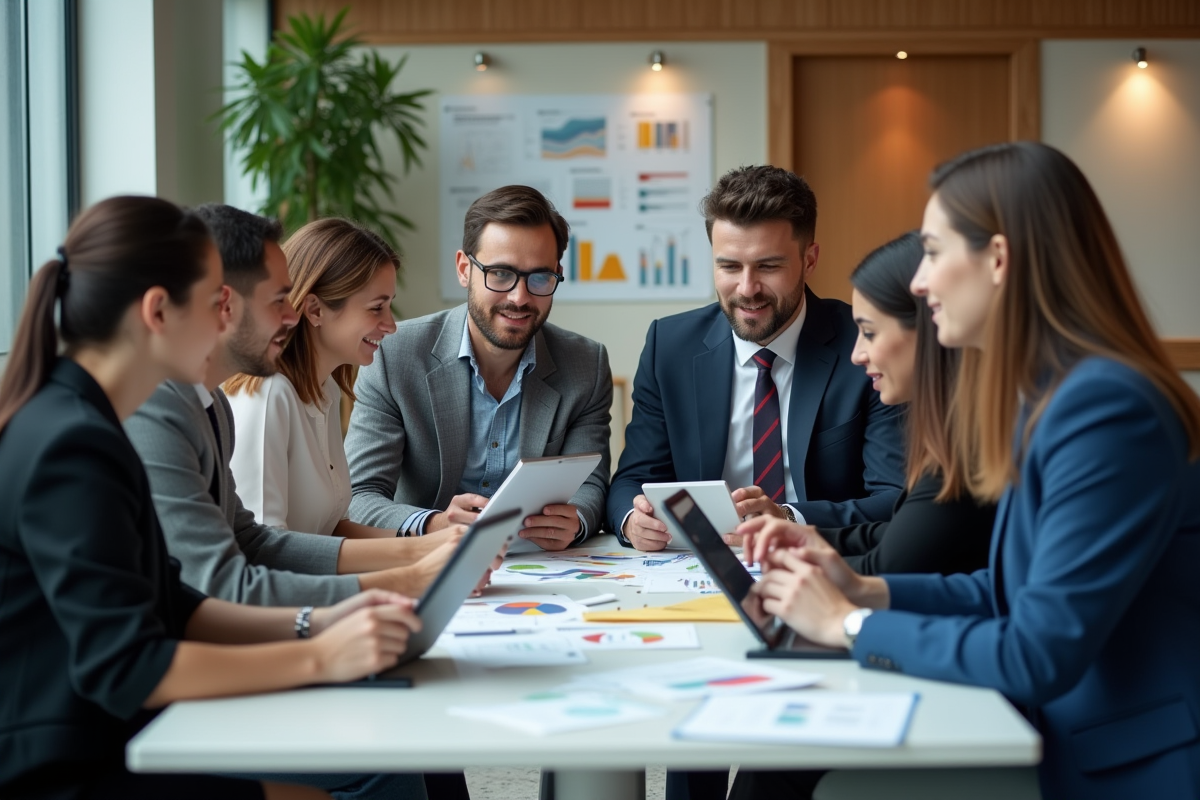 Groupe de jeunes professionnels en réunion de travail