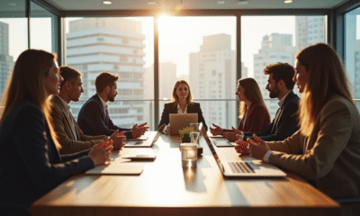 Groupe de jeunes professionnels dans un bureau lumineux