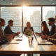 Groupe de jeunes professionnels dans un bureau lumineux