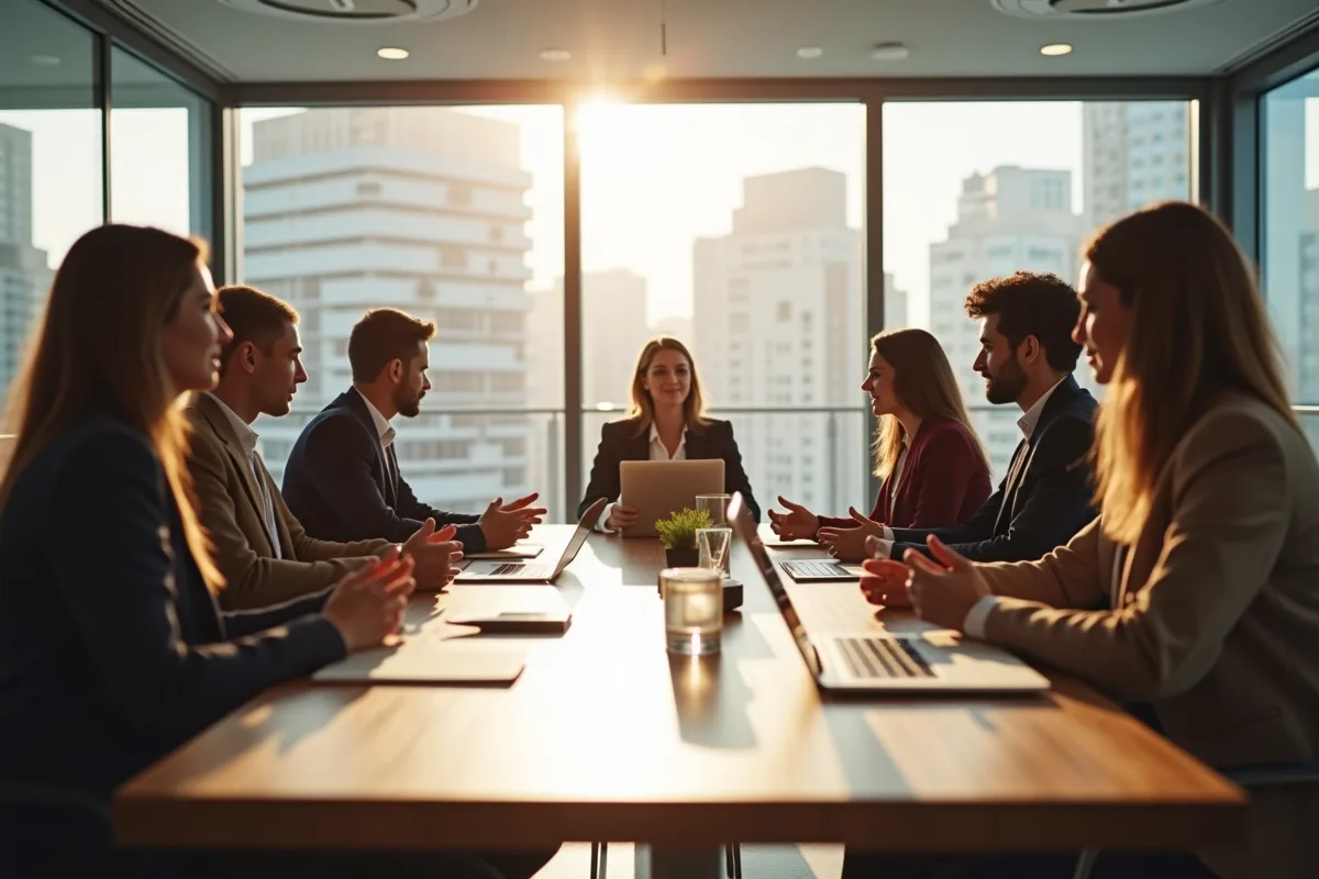 Groupe de jeunes professionnels dans un bureau lumineux