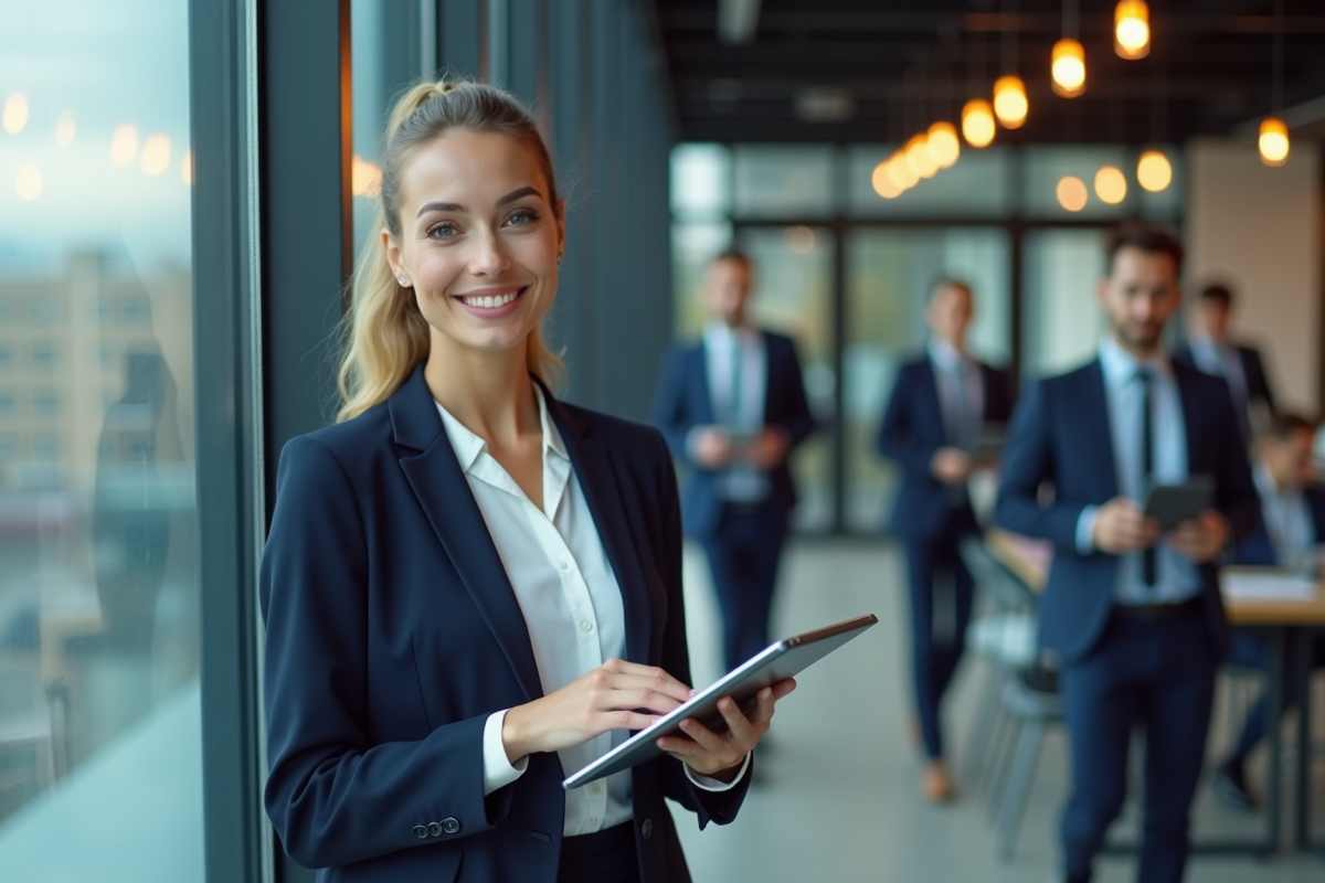Jeune femme professionnelle vérifie une checklist sur sa tablette
